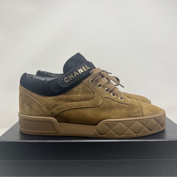 Chanel Suede Logo Strap Low Top Sneakers Size 41.5 / 10.5 NEW WITH BOX - Picture 6 of 16